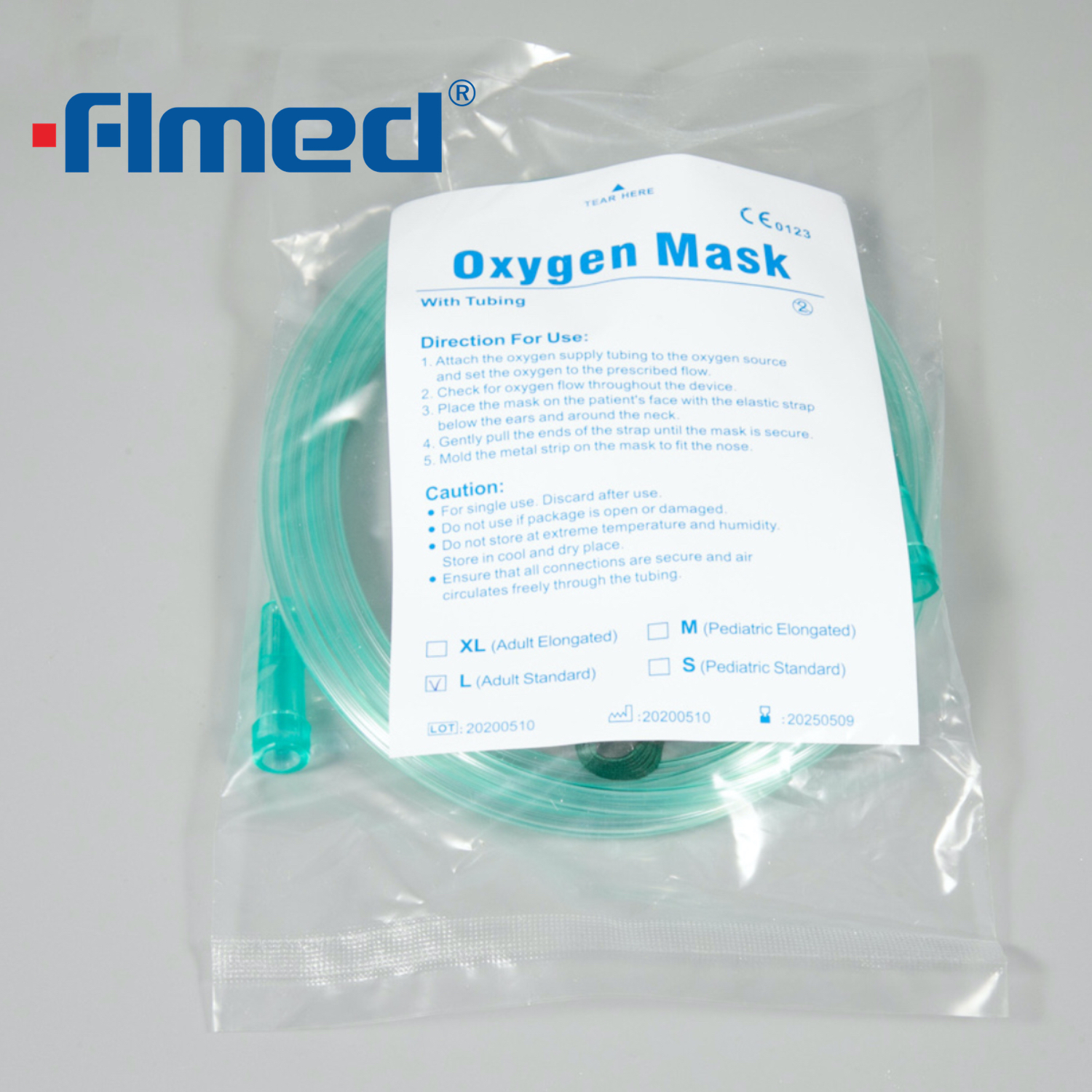 Medyczna dyspozytorska maska ​​tlenu z rurkami dla dorosłych i pediatrycznych